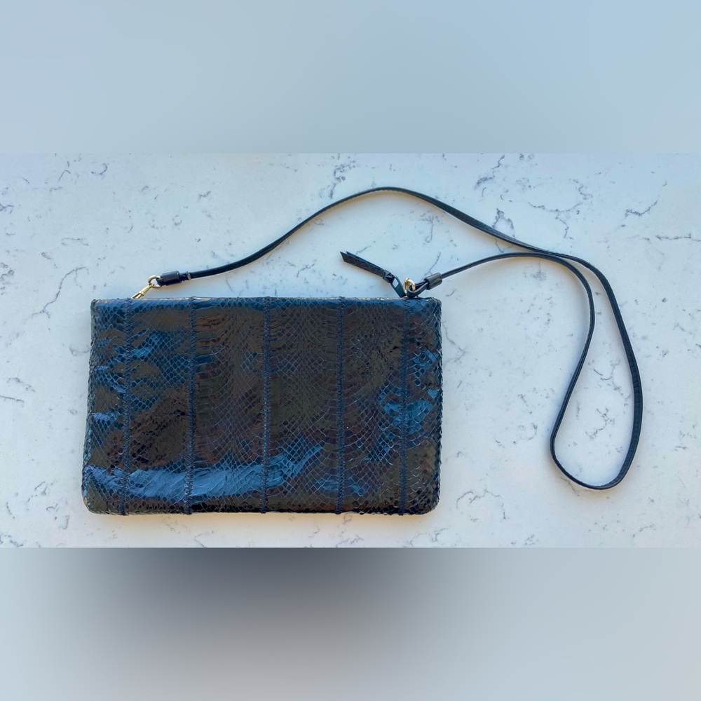 Snakeskin clutch black Clemente